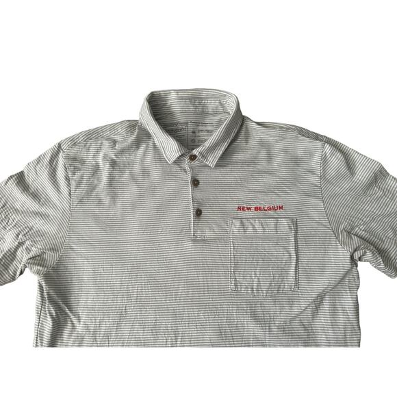 Patagonia Cotton in Conversion New Belgium Brewery Mens Large Striped Polo Shirt - Picture 1 of 8